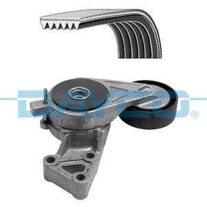 Set curea transmisie cu caneluri VW GOLF VI (5K1) 1.6 MultiFuel Benzina/Etanol 102 cai DAYCO KPV327