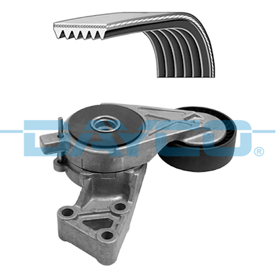 Set curea transmisie cu caneluri VW GOLF VI (5K1) 1.6 BiFuel Benzina/Autogaz (GPL) 102 cai DAYCO KPV327