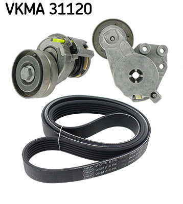 Set curea transmisie cu caneluri VW GOLF VI (5K1) 1.4 TSI benzina 160 cai SKF VKMA 31120