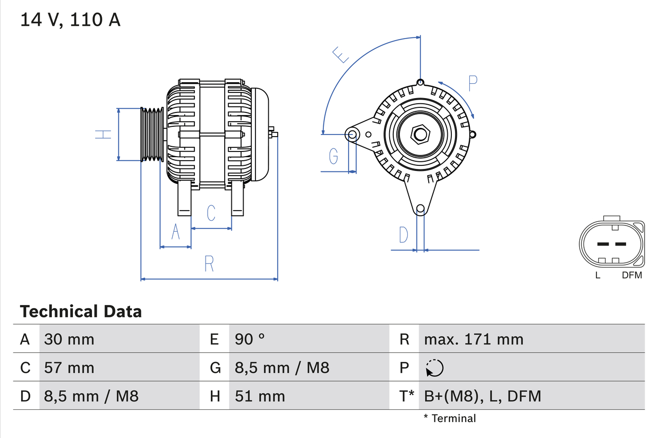 Alternator VW GOLF VI Variant (AJ5) 1.4 TSI benzina 122 cai BOSCH 0 986 045 320