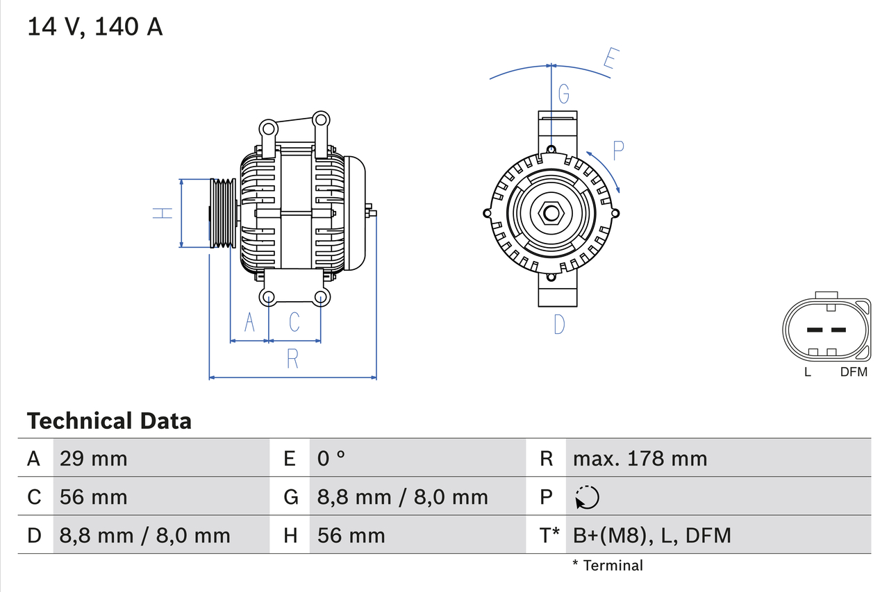 Alternator VW GOLF VI Variant (AJ5) 2.0 TFSI benzina 200 cai BOSCH 0 986 046 180