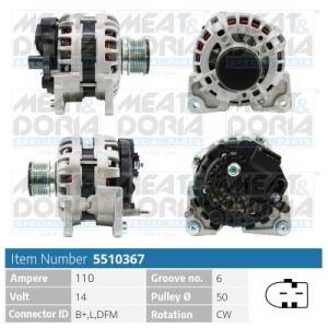 Alternator VW GOLF VI (5K1) 1.4 benzina 80 cai MEAT DORIA 5510367