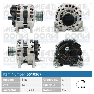 Alternator VW GOLF VI (5K1) 1.4 benzina 80 cai MEAT DORIA 5510367
