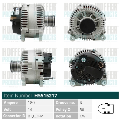 Alternator VW CRAFTER 30-50 caroserie (2E_) 2.5 TDI diesel 136 cai HOFFER H5515217