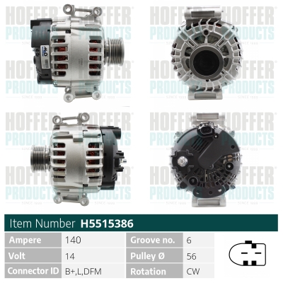 Alternator VW GOLF VI (5K1) 1.8 TSI benzina 160 cai HOFFER H5515386