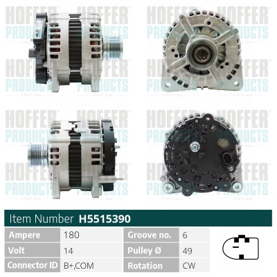 Alternator VW CRAFTER 30-50 platou / sasiu (2F_) 2.0 TDI diesel 142 cai HOFFER H5515390