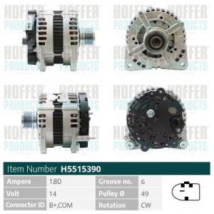 Alternator VW GOLF ALLTRACK VII Variant (BA5, BV5) 1.6 TDI 4motion diesel 110 cai HOFFER H5515390