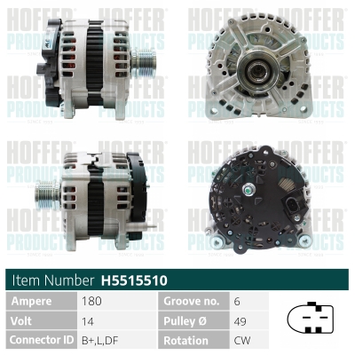 Alternator VW CRAFTER 30-50 platou / sasiu (2F_) 2.0 TDI diesel 136 cai HOFFER H5515510