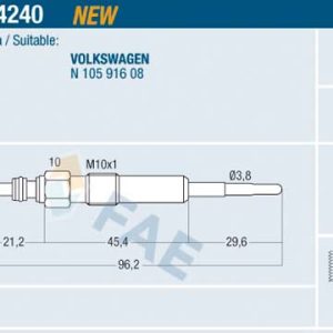 Bujie incandescenta VW CRAFTER 30-50 caroserie (2E_) 2.5 TDI diesel 88 cai FAE 74240