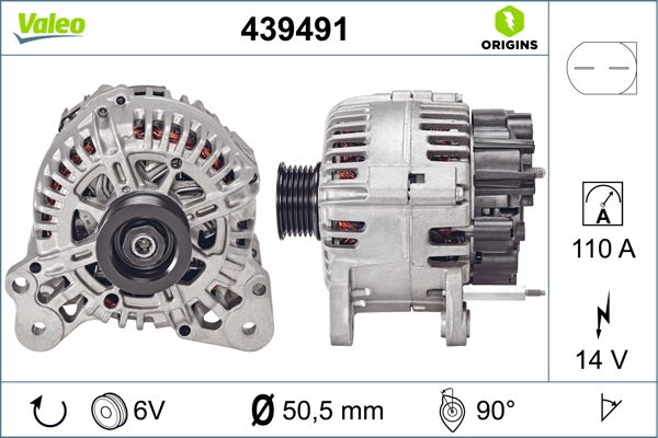 Alternator VW GOLF VI Van (5K1_) TSi benzina 122 cai VALEO 439491