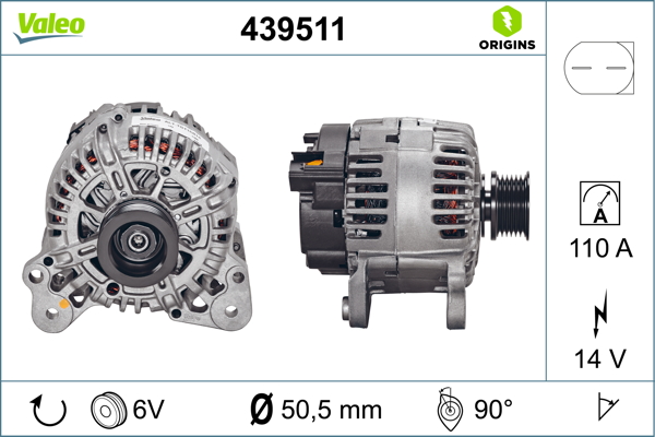 Alternator VW GOLF VI (5K1) 1.4 benzina 80 cai VALEO 439511