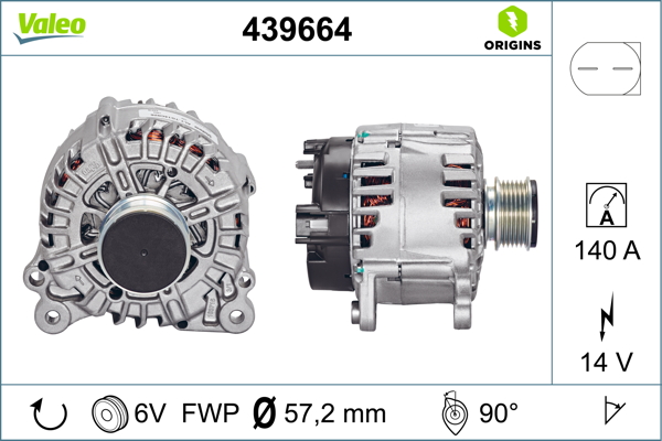 Alternator VW CRAFTER 30-35 bus (2E_) 2.5 TDI diesel 88 cai VALEO 439664
