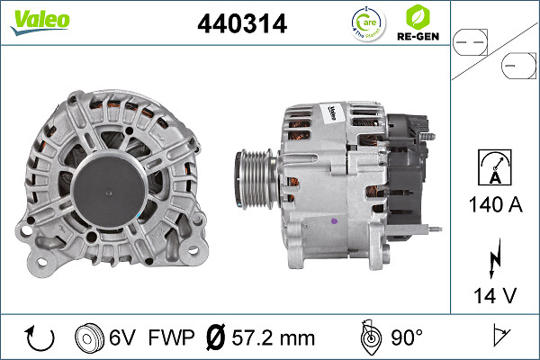 Alternator VW GOLF VI Cabriolet (517) 1.6 TDI diesel 105 cai VALEO 440314