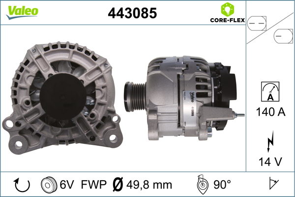 Alternator VW GOLF VI Variant (AJ5) 1.2 TSI benzina 86 cai VALEO 443085