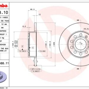 Disc frana VW GOLF VI Variant (AJ5) 2.0 TDI diesel 136 cai BREMBO 08.9488.11