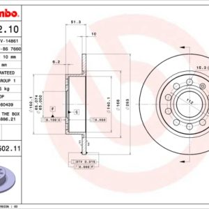 Disc frana VW GOLF VI (5K1) Blue E-Motion electric 88 cai BREMBO 08.9502.11