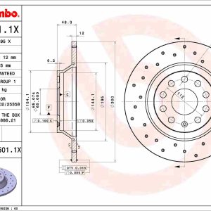 Disc frana VW CADDY CALIFORNIA V Camper (SBB, SBJ) 2.0 TDi BMT diesel 122 cai BREMBO 08.C501.1X