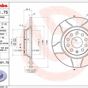 Disc frana VW CADDY CALIFORNIA V Camper (SBB, SBJ) 2.0 TDi BMT diesel 122 cai BREMBO 08.C501.75