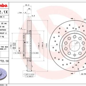 Disc frana VW GOLF SPORTSVAN VII (AM1, AN1) 1.6 TDI diesel 90 cai BREMBO 09.9772.1X