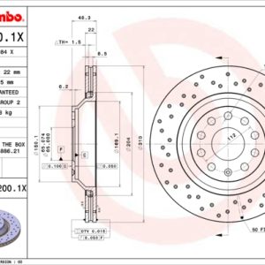 Disc frana VW GOLF VII (5G1, BQ1, BE1, BE2) 2.0 GTI benzina 220 cai BREMBO 09.A200.1X