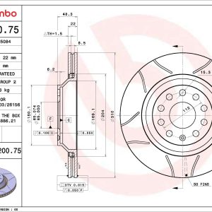 Disc frana VW GOLF VII (5G1, BQ1, BE1, BE2) 2.0 GTI Clubsport benzina 265 cai BREMBO 09.A200.75