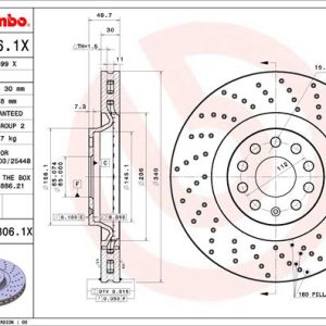 Disc frana VW ARTEON SHOOTING BRAKE (3H9) 2.0 TSi benzina 190 cai BREMBO 09.C306.1X