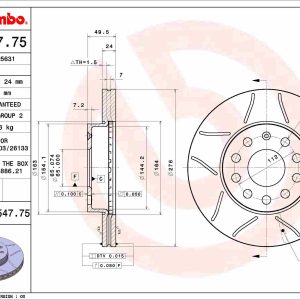 Disc frana VW GOLF SPORTSVAN VII (AM1, AN1) 1.2 TSI benzina 110 cai BREMBO 09.C547.75