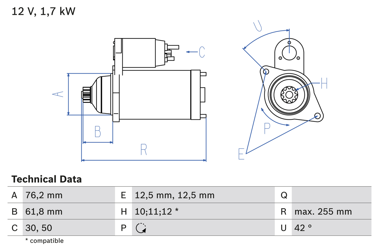 Electromotor VW GOLF VAN VI Variant (AJ5) 2.0 TDi diesel 140 cai BOSCH 0 986 020 260