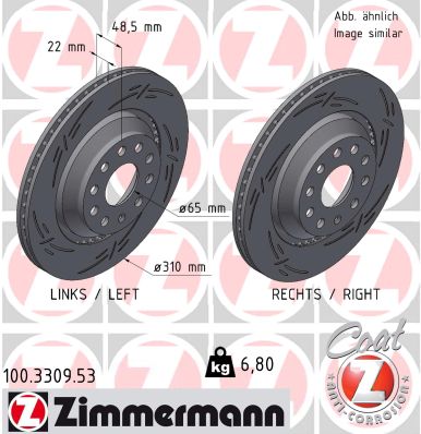 Disc frana VW GOLF VII (5G1, BQ1, BE1, BE2) 2.0 GTI benzina 220 cai ZIMMERMANN 100.3309.53