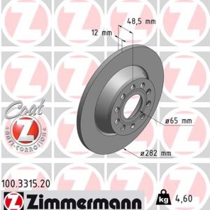 Disc frana VW GOLF VI Variant (AJ5) 2.0 TDI diesel 136 cai ZIMMERMANN 100.3315.20