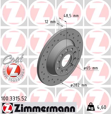 Disc frana VW GOLF VI Variant (AJ5) 2.0 TDI diesel 136 cai ZIMMERMANN 100.3315.52