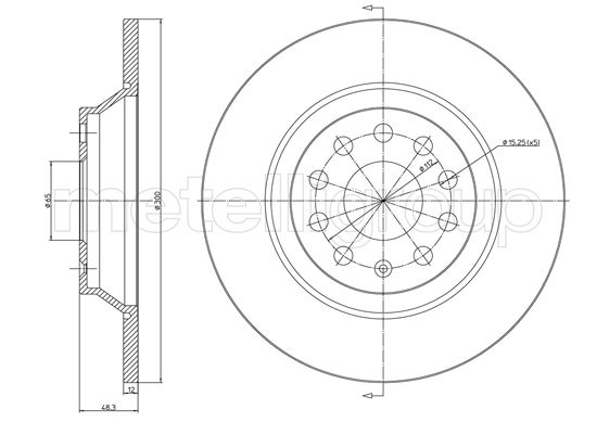 Disc frana VW GOLF ALLTRACK VII Variant (BA5, BV5) 1.8 TSI 4motion benzina 180 cai METELLI 23-1519C
