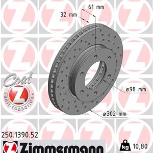 Disc frana VW AMAROK (T1A, T1B) 3.0 TDI 4motion diesel 241 cai ZIMMERMANN 250.1390.52