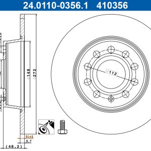Disc frana VW GOLF VII (5G1, BQ1, BE1, BE2) 2.0 R 4motion benzina 280 cai ATE 24.0110-0356.1
