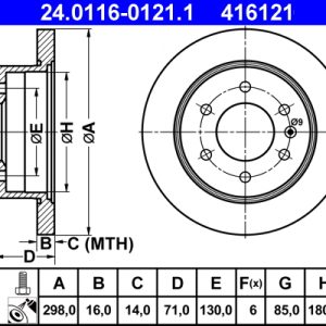 Disc frana VW CRAFTER 30-50 caroserie (2E_) 2.0 TDI diesel 140 cai ATE 24.0116-0121.1