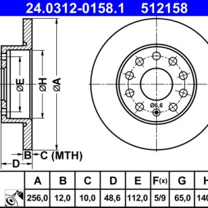 Disc frana VW GOLF VI (5K1) Blue E-Motion electric 88 cai ATE 24.0312-0158.1
