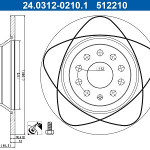 Disc frana VW CADDY V Autoutilitara/limuzina spatioasa (SBA, SBH) 2.0 TDi BMT diesel 102 cai ATE 24.0312-0210.1