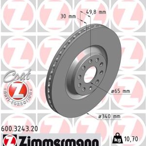 Disc frana VW GOLF ALLTRACK VII Variant (BA5, BV5) 1.8 TSI 4motion benzina 180 cai ZIMMERMANN 600.3243.20