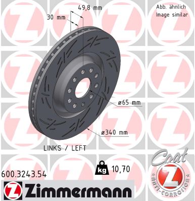 Disc frana VW GOLF ALLTRACK VII Variant (BA5, BV5) 1.8 TSI 4motion benzina 180 cai ZIMMERMANN 600.3243.54