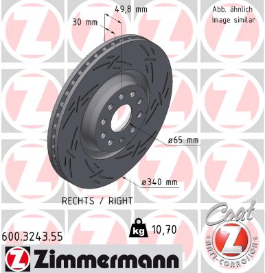 Disc frana VW GOLF VII (5G1, BQ1, BE1, BE2) 2.0 GTI benzina 220 cai ZIMMERMANN 600.3243.55