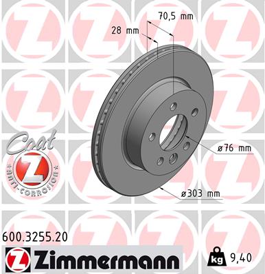 Disc frana VW CRAFTER platou / sasiu (SZ_) 2.0 TDI 4motion diesel 163 cai ZIMMERMANN 600.3255.20