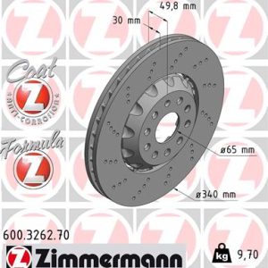 Disc frana VW GOLF VII (5G1, BQ1, BE1, BE2) 2.0 R 4motion benzina 280 cai ZIMMERMANN 600.3262.70