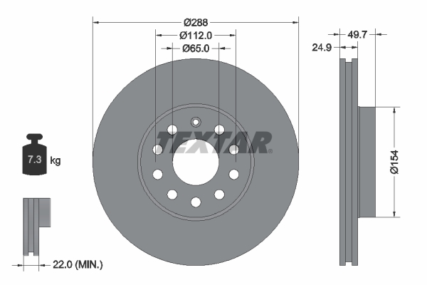 Disc frana VW CADDY IV microbus (SAB, SAJ) 1.4 TGI CNG Benzina/Gaz metan (GNC) 110 cai TEXTAR 92120805