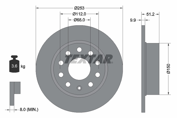 Disc frana VW GOLF VI Cabriolet (517) 2.0 TSI benzina 220 cai TEXTAR 92120903