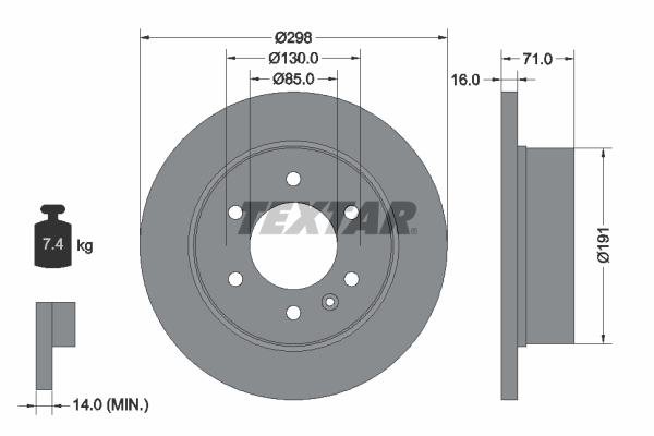 Disc frana VW CRAFTER 30-50 caroserie (2E_) 2.0 TDI diesel 140 cai TEXTAR 93143303