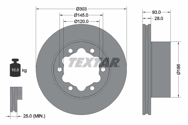Disc frana VW CRAFTER 30-50 caroserie (2E_) 2.0 TDI diesel 140 cai TEXTAR 93143403