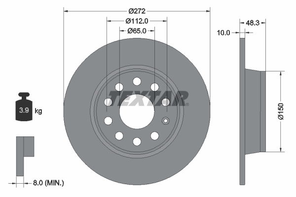 Disc frana VW CADDY ALLTRACK Autoutilitara/limuzina spatioasa (SAA) 2.0 TDI diesel 150 cai TEXTAR 92224903