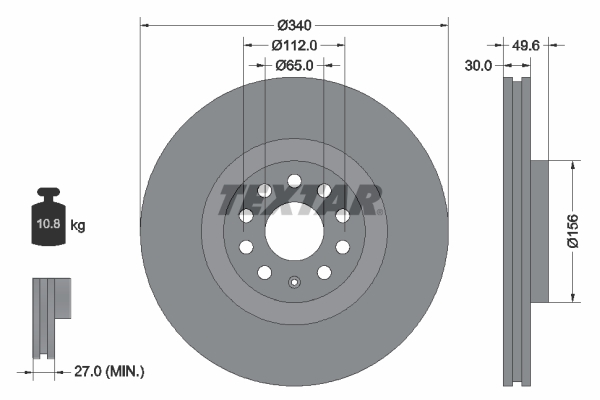 Disc frana VW GOLF ALLTRACK VIII (CG5) 2.0 TDI 4motion diesel 200 cai TEXTAR 92229805