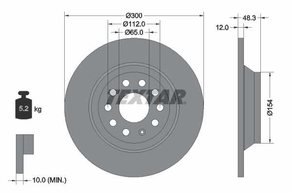 Disc frana VW CADDY V Autoutilitara/limuzina spatioasa (SBA, SBH) 2.0 TDI BMT 4motion diesel 122 cai TEXTAR 92255403