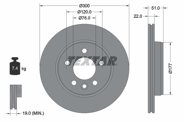 Disc frana VW CRAFTER caroserie (SY_, SX_) 2.0 TDI RWD diesel 163 cai TEXTAR 92288503